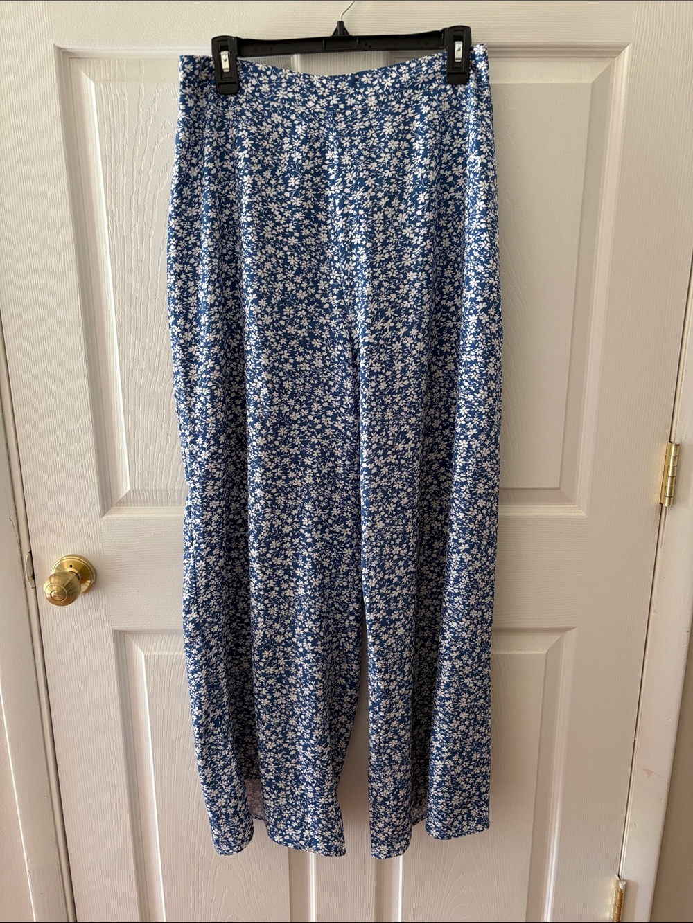 Blue Floral Wide-Leg Pants